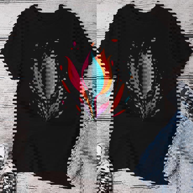 5月 誕生日 チューリップ 花 春 チューリップ 白 花 女の子 レディースTシャツ 面白い贈り物