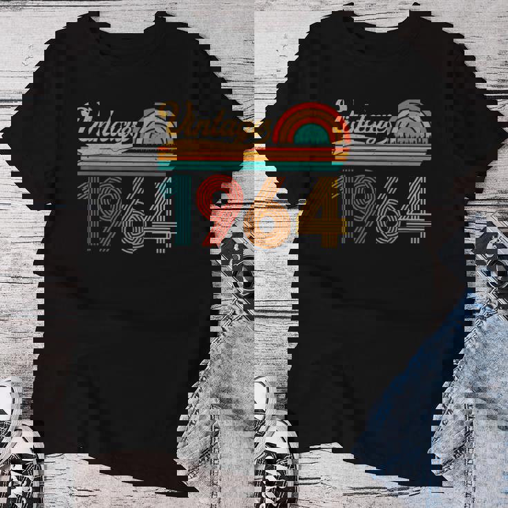 62歳の誕生日プレゼント 62歳 男性 女性 レトロ ヴィンテージ 1964 レディースTシャツ 面白い贈り物