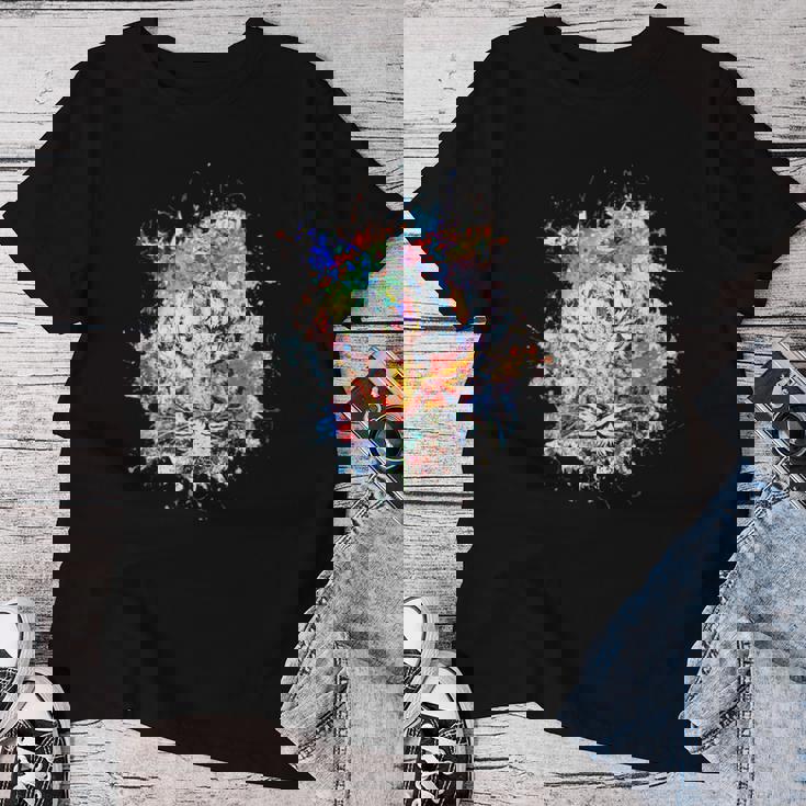 Beelegant 加熱虎 水彩画 面白い虎 レディースTシャツ 面白い贈り物