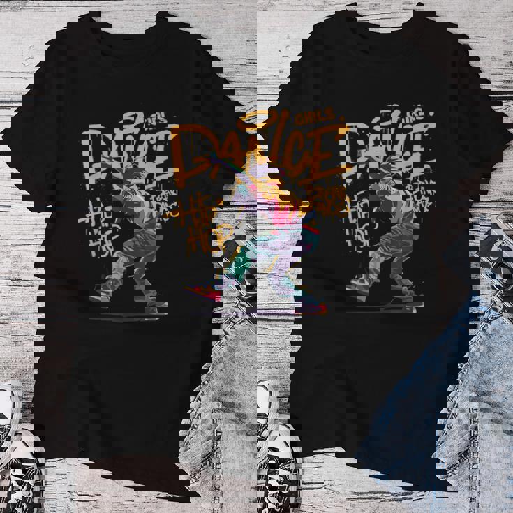 Cool Girls Breakdancing & Hip Hop Music Dancers Graffiti レディースTシャツ 面白い贈り物