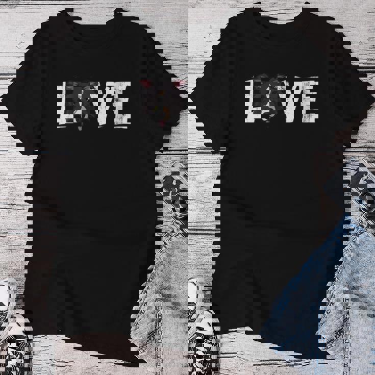 Donna Cane Mamma Cane Papà Proprietario Border Collie Love-R Con Collo A Maglietta da donna Regalos divertidos