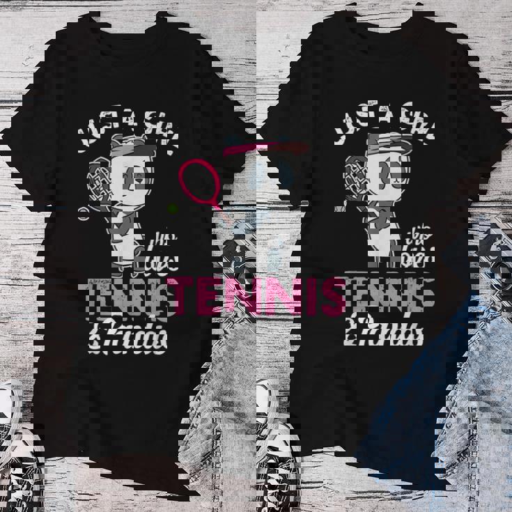 Just A Girl Who Love Tennis & Pandas パンダテニス愛好家 レディースTシャツ 面白い贈り物