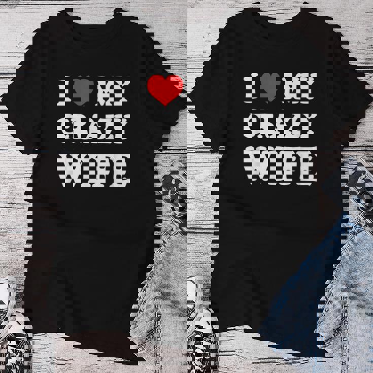 I Love My Crazy Wife レディースTシャツ 面白い贈り物
