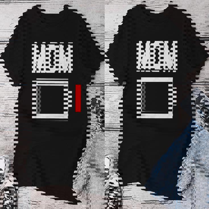 Mom Battery Low Mother Family Mama Mommy Mom レディースTシャツ 面白い贈り物