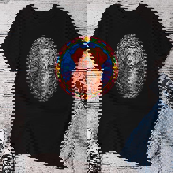 Novacotia Duck Tolling Retriever Toller Dog ステンドグラス レディースTシャツ 面白い贈り物