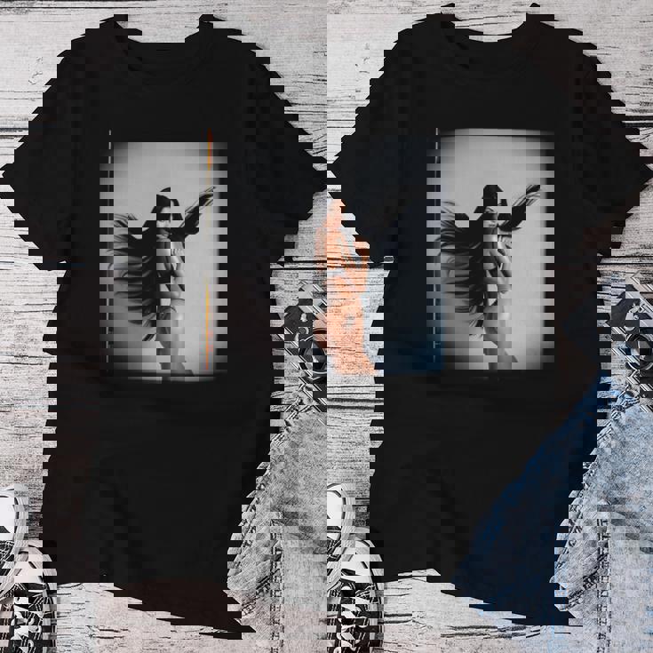 Pinup Girl 男性用 セクシーなブルネットファッションモデル 長袖tシャツ レディースTシャツ 面白い贈り物