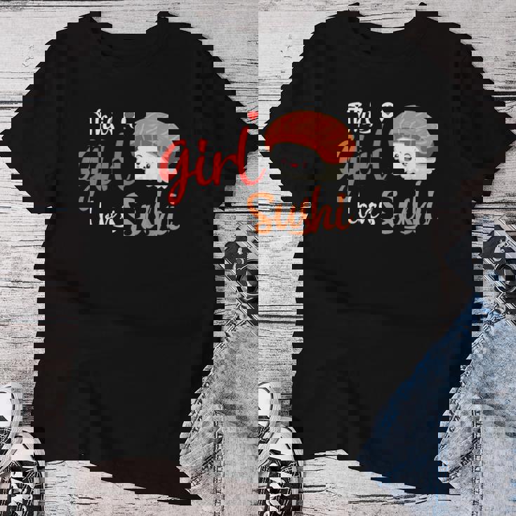 This Girl Lovesushi かわいい フェミニン 食べ物 引用アート レディースTシャツ 面白い贈り物