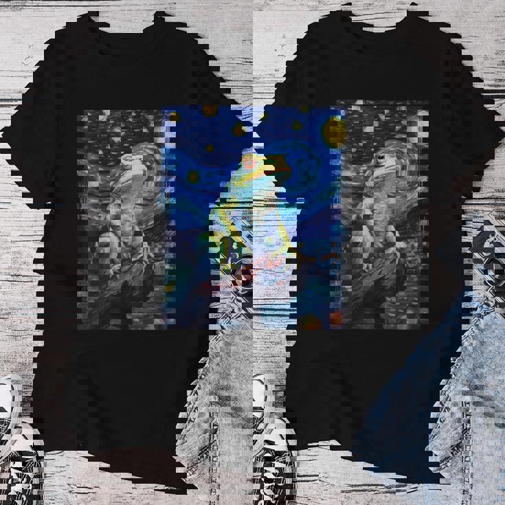 カエルキャッチャー 男の子 女の子 カエルハンター ゴッホ カエル レディースTシャツ 面白い贈り物