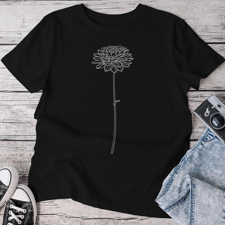 シングル ダリアの花 レディースTシャツ 面白い贈り物