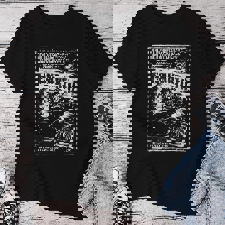 ハロウィンホラーナイト フランケンシュタイン&フランケンシュタインの花嫁 レディースTシャツ 面白い贈り物