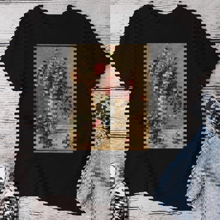 ピエール・オーギュスト ルノワールのバラとジャスミン デルフト花瓶 長袖tシャツ レディースTシャツ 面白い贈り物