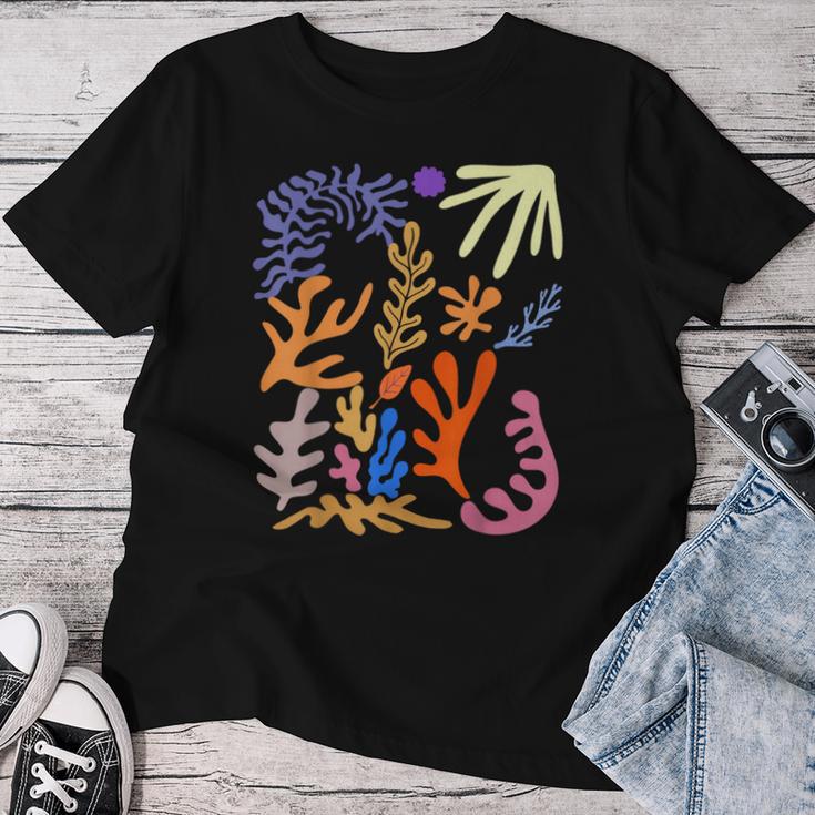 マティス 絵画 美的 花 人工抽象 秋 レディースTシャツ 面白い贈り物