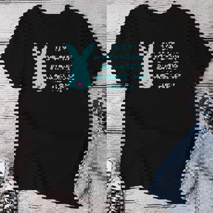 リサイズ ただうさぎを見てるだけで、幸せな気持ちになる Bunny Bunnies Rabit Happy うさぎ レディースTシャツ 面白い贈り物