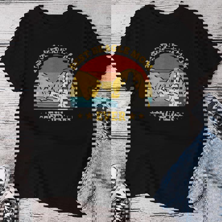 史上最高のビーグルママ ヴィンテージレトロデザイン 子犬犬のお母さん ビーグル犬のオーナーギフトのアイデア Mom レディースTシャツ 面白い贈り物