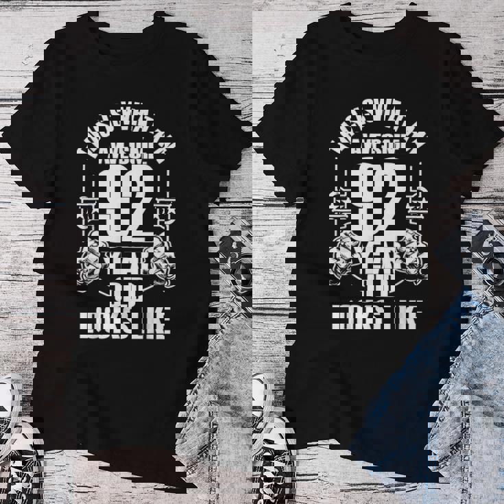 男性、女性、92歳の誕生日への92歳の誕生日プレゼント レディースTシャツ 面白い贈り物