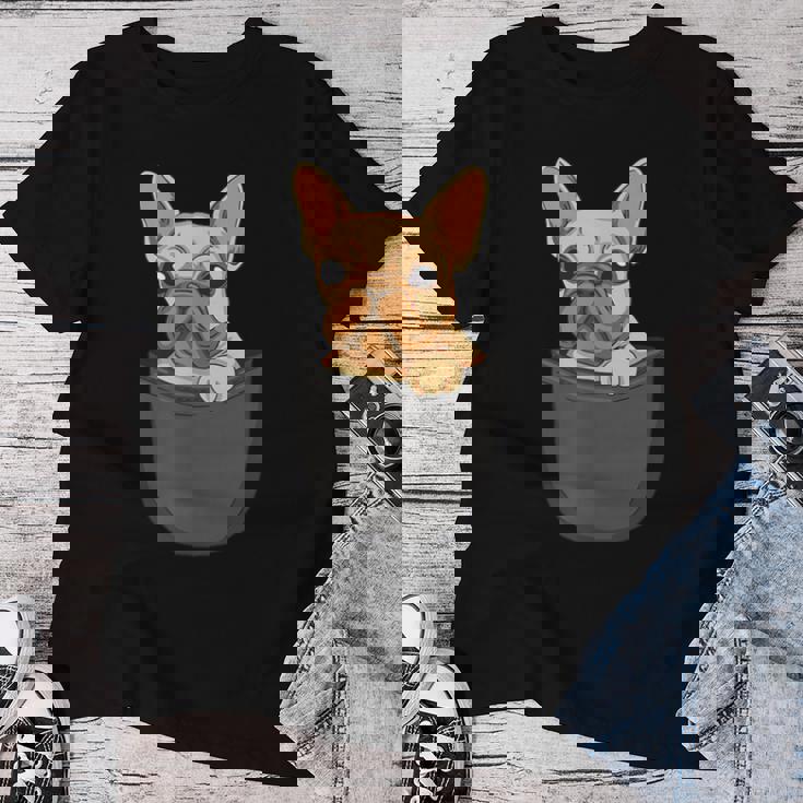 男性用、女性、子供用の胸ポケットに入った面白い子犬。 レディースTシャツ 面白い贈り物