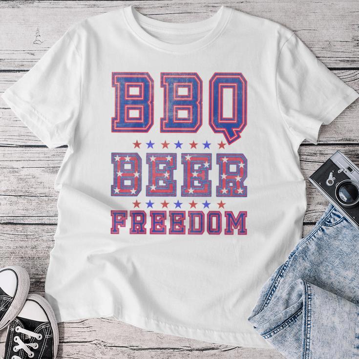 Bbq Beer Freedom シャツ ビンテージ レディースTシャツ 面白い贈り物