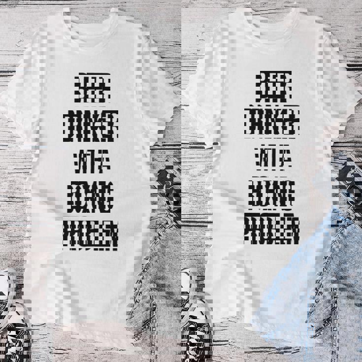 Beer Drinker With A Boxing Problem おもしろワークアウトボクサー 長袖tシャツ レディースTシャツ 面白い贈り物