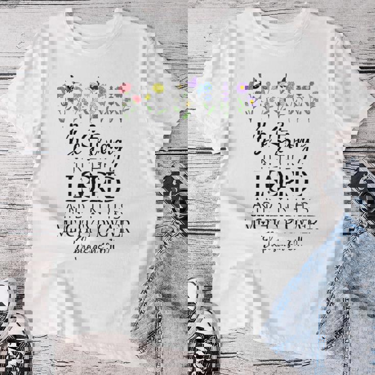 Betrong In The Lord Christian Ephesians 6 レディースTシャツ 面白い贈り物