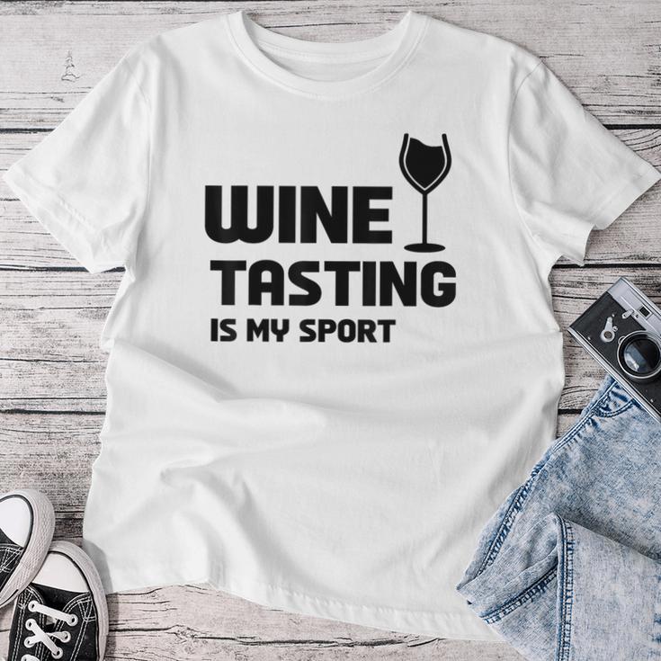 Wine Tasting Is Myport 面白いワインの名言 レディースTシャツ 面白い贈り物