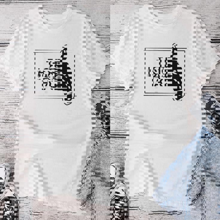 【バックプリント・背中側】ザ・ホース・フェイス The Horse Face 午年 馬 2026 パロディ レディースTシャツ 面白い贈り物