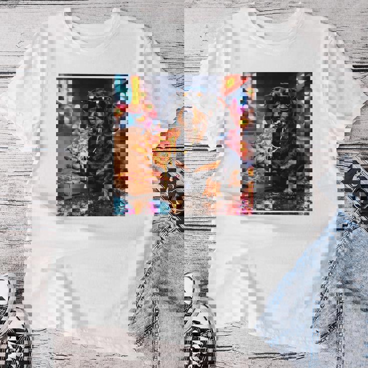 かわいい ダックスフンド 犬 ピザ 面白い 男の子 女の子 コスチューム 大人 ミーム レディースTシャツ 面白い贈り物