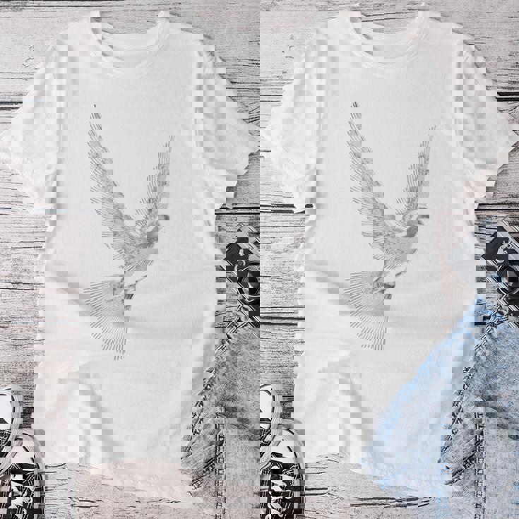 鳩 動物 男性 女性 モチーフ 恋人 自由 デザイン 平和 レディースTシャツ 面白い贈り物