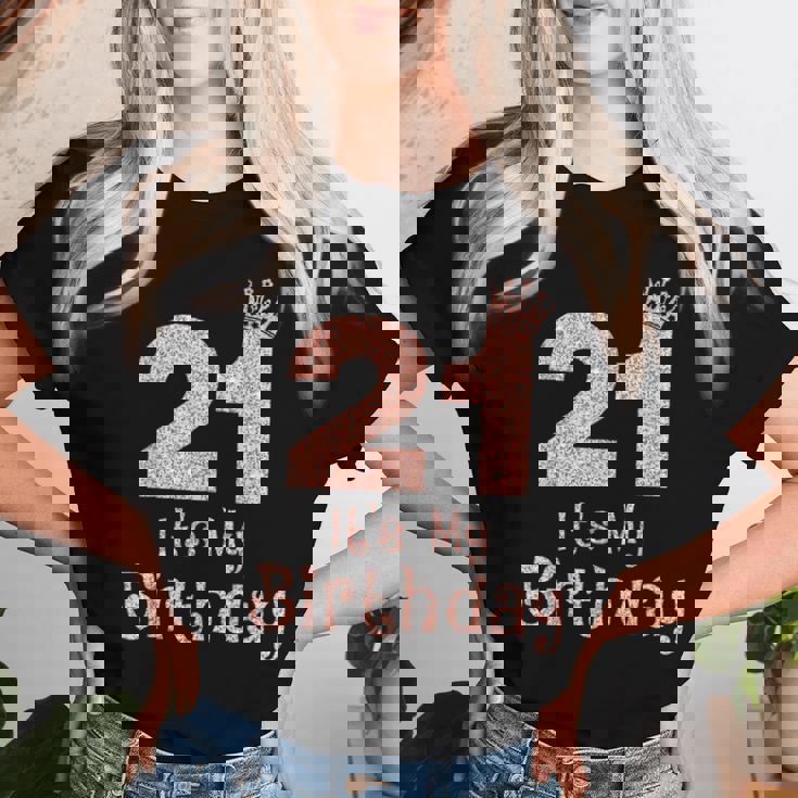 21 It's My Birthday 21歳 Happy 21歳の誕生日 女の子 レディースTシャツ 彼女への贈り物
