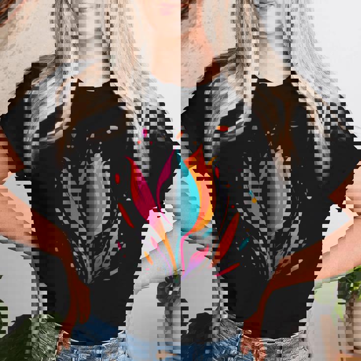 5月 誕生日 チューリップ 花 春 チューリップ 白 花 女の子 レディースTシャツ 彼女への贈り物