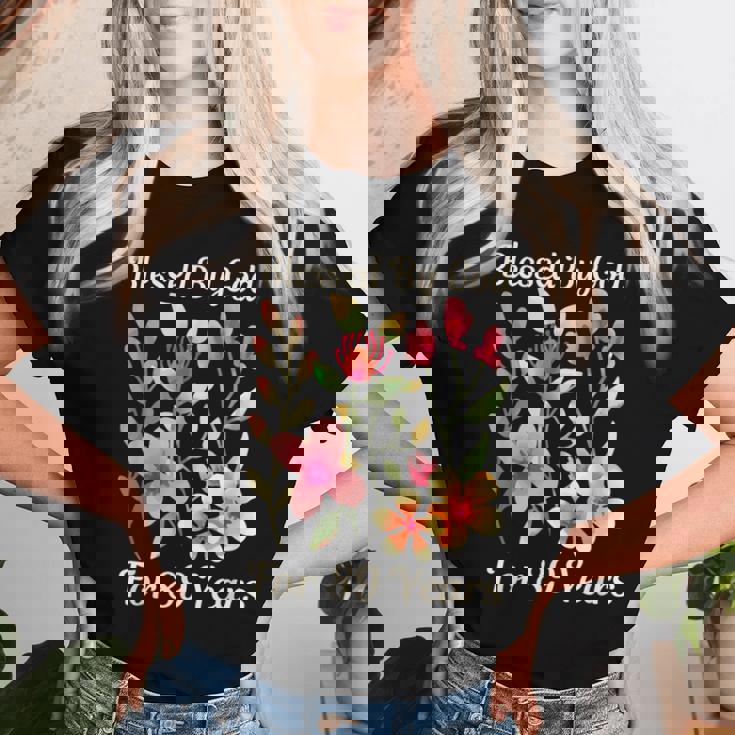 89歳 神様の祝福 可愛い庭の花 89歳の誕生日 レディースTシャツ 彼女への贈り物