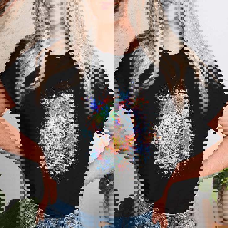 Beelegant 加熱虎 水彩画 面白い虎 レディースTシャツ 彼女への贈り物