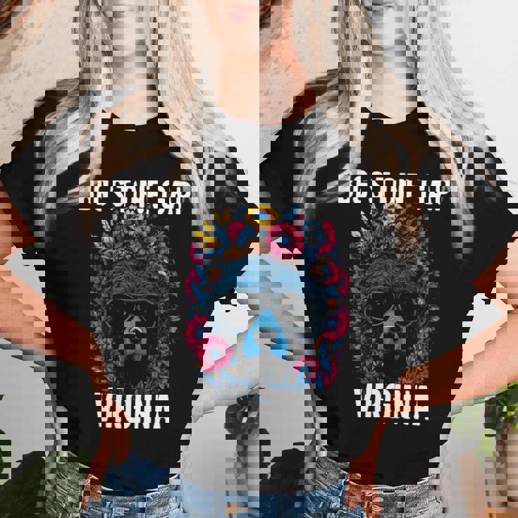 Bigtone Gap バージニア Usa クマと花のデザイン 長袖tシャツ レディースTシャツ 彼女への贈り物