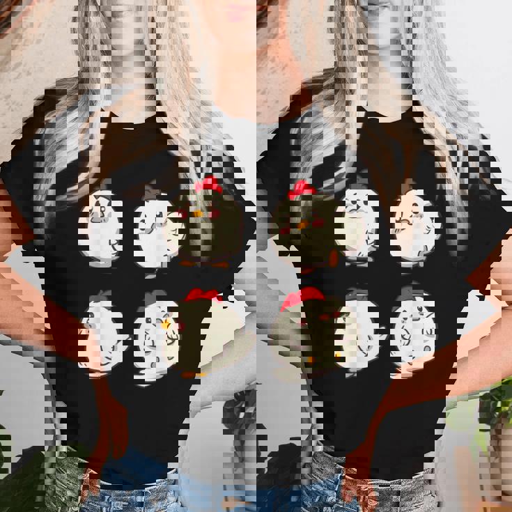 Chicken Chickens Cute Kawaii Anime Kawaii Japan レディースTシャツ 彼女への贈り物