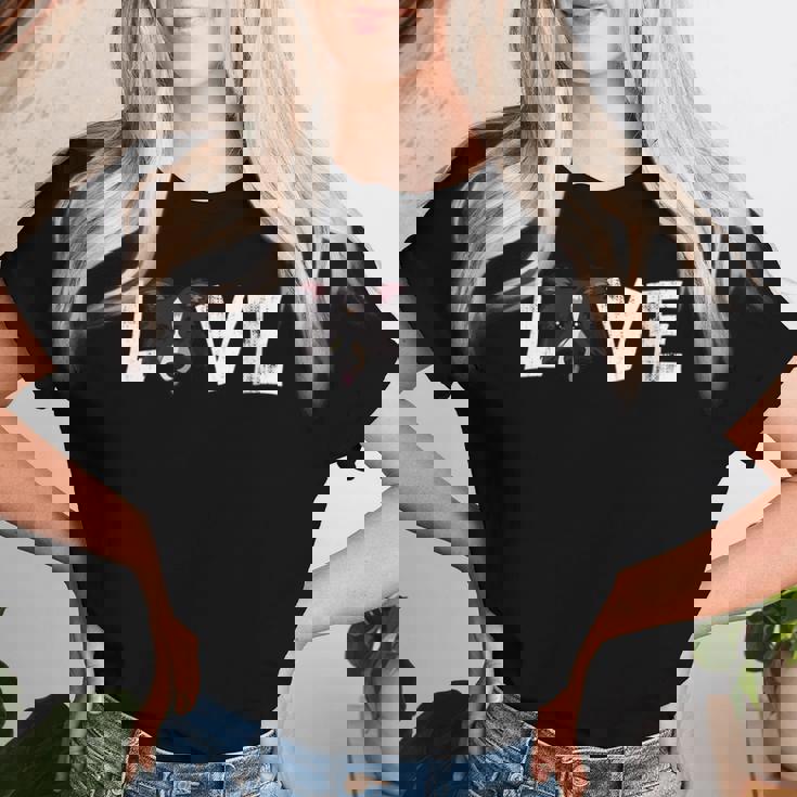 Donna Cane Mamma Cane Papà Proprietario Border Collie Love-R Con Collo A Maglietta da donna Regalos para ella