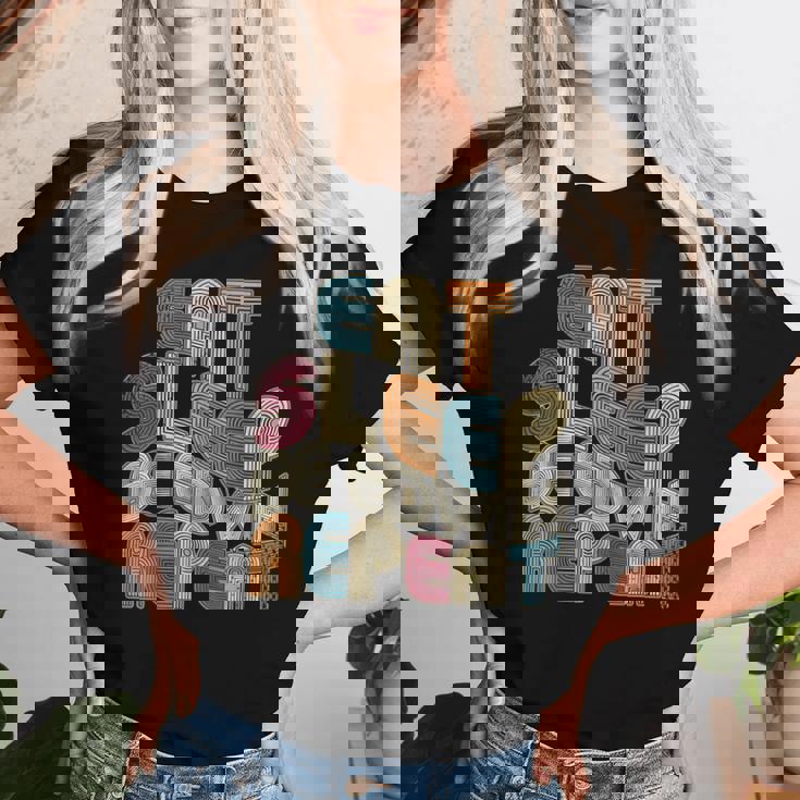 Eatleep Be Edwin Repeat Groovy Retro Edwin レディースTシャツ 彼女への贈り物