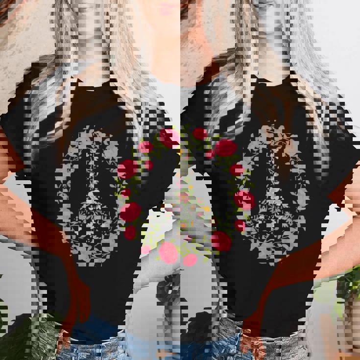 Flower Power Peace Love 60年代 70年代 ヒッピーコスチューム レディースTシャツ 彼女への贈り物