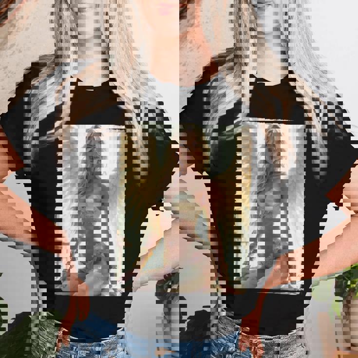 Hot Girl On 男性用 セクシーな天使の座り グランジ 長袖tシャツ レディースTシャツ 彼女への贈り物