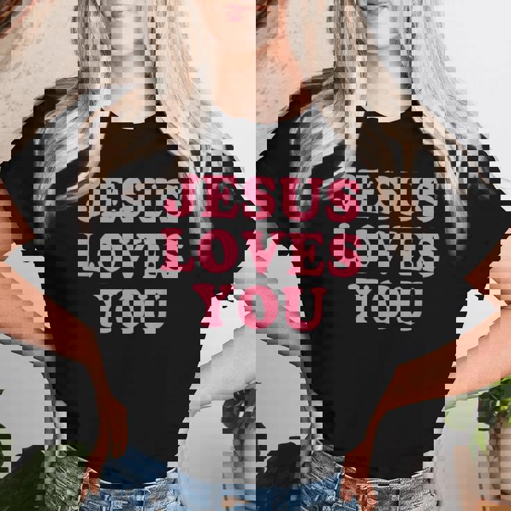 Jesus Loves You Christian Faith レディースTシャツ 彼女への贈り物