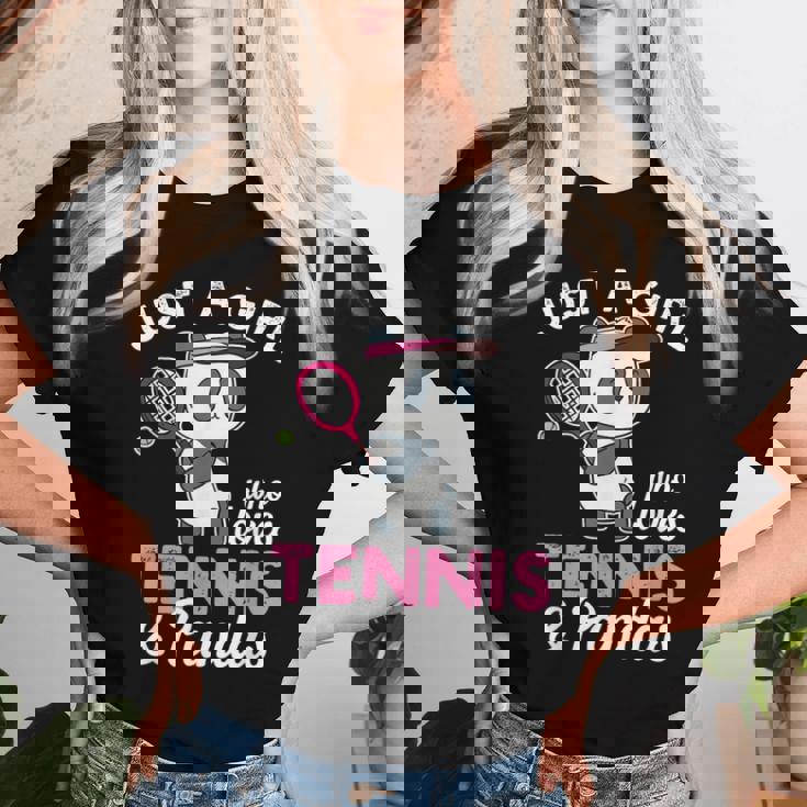 Just A Girl Who Love Tennis & Pandas パンダテニス愛好家 レディースTシャツ 彼女への贈り物