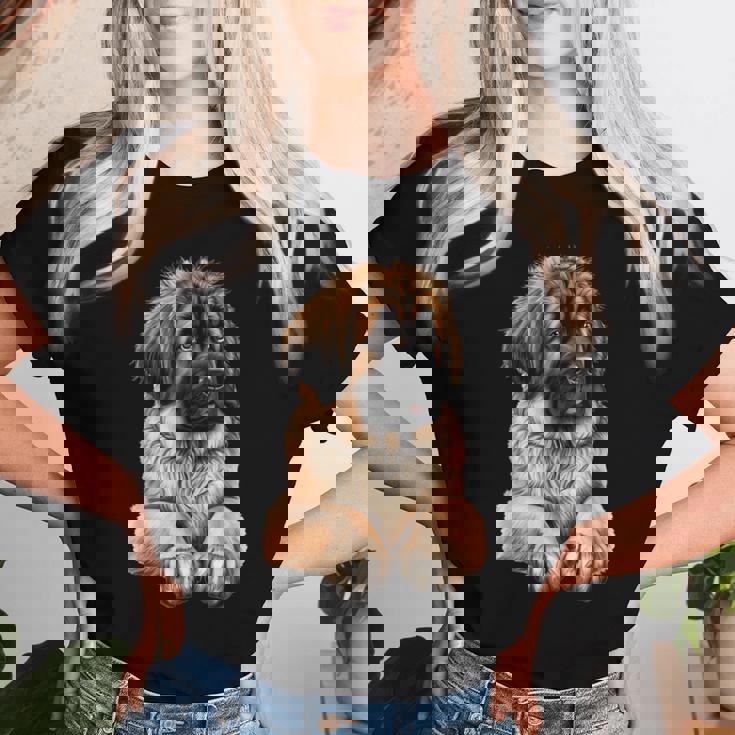 Leonberger Memoriale Per Allevatori Di Cuccioli Di Cane Mamma Papà Maglietta da donna Regalos para ella