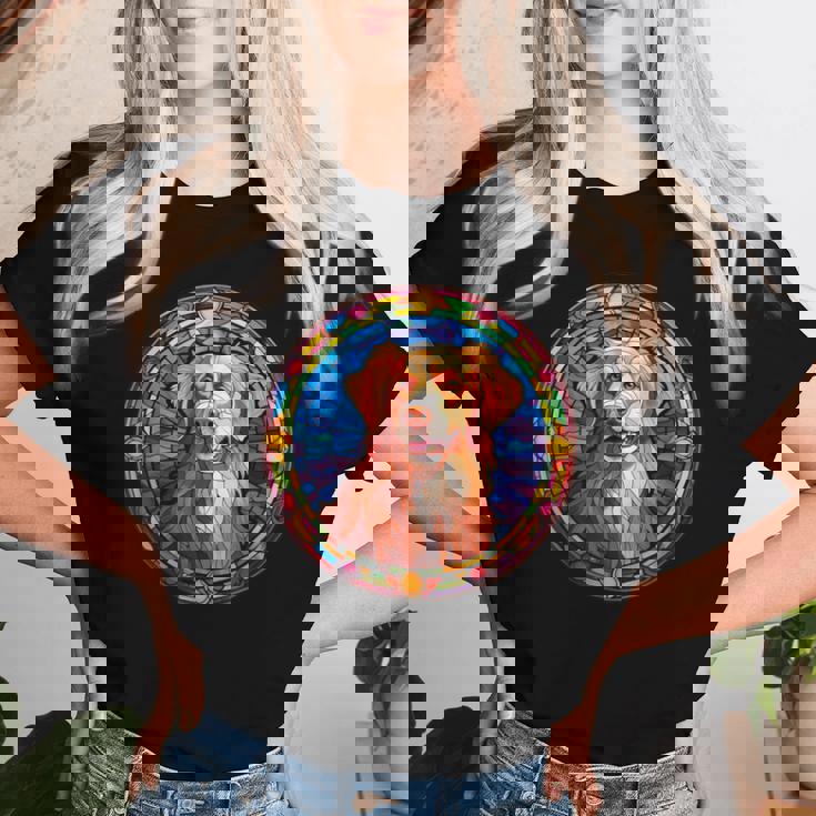 Novacotia Duck Tolling Retriever Toller Dog ステンドグラス レディースTシャツ 彼女への贈り物