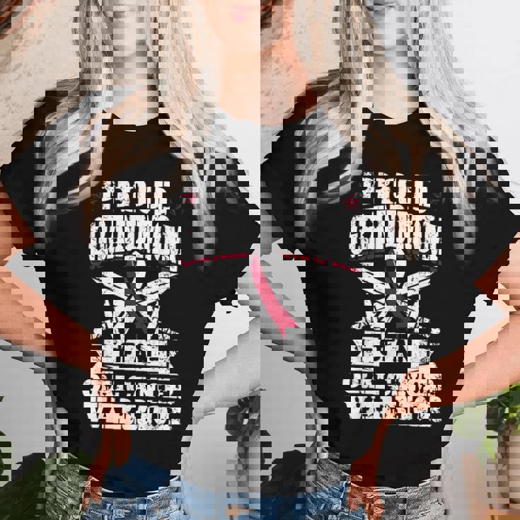 Oral Cancer Warrior Awareness リボン Proud Grandmom Of An Oral Cancer Warrior レディースTシャツ 彼女への贈り物