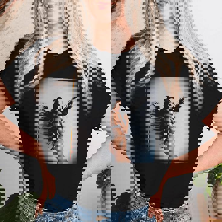 Pinup Girl 男性用 セクシーなブルネットファッションモデル 長袖tシャツ レディースTシャツ 彼女への贈り物