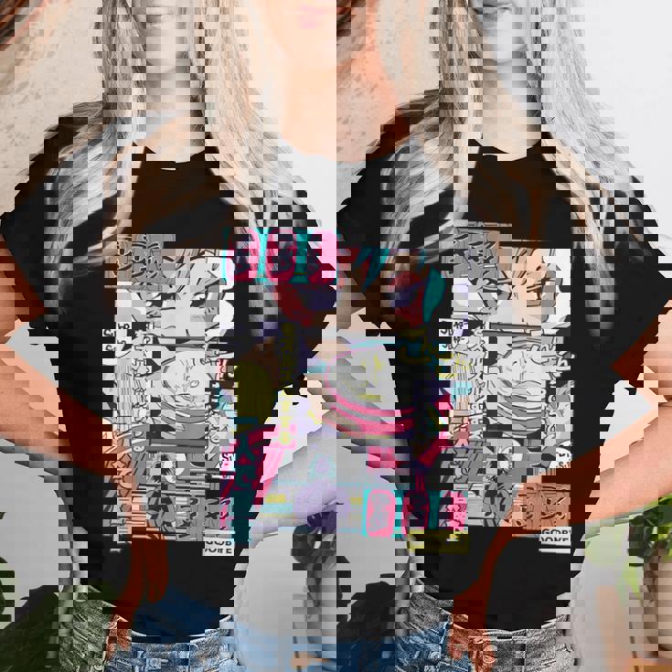 Vaporwave レトロ 90年代 日本アニメ 女の子とラーメン 美学 レディースTシャツ 彼女への贈り物