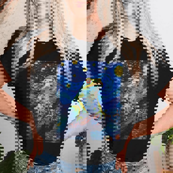 カエルキャッチャー 男の子 女の子 カエルハンター ゴッホ カエル レディースTシャツ 彼女への贈り物