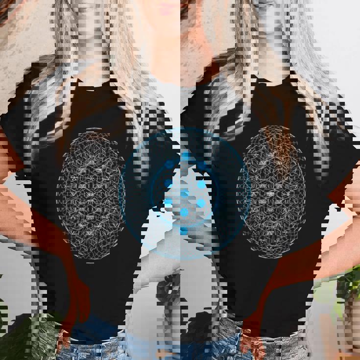 カバラの木と生命の神聖な幾何学の花 レディースTシャツ 彼女への贈り物