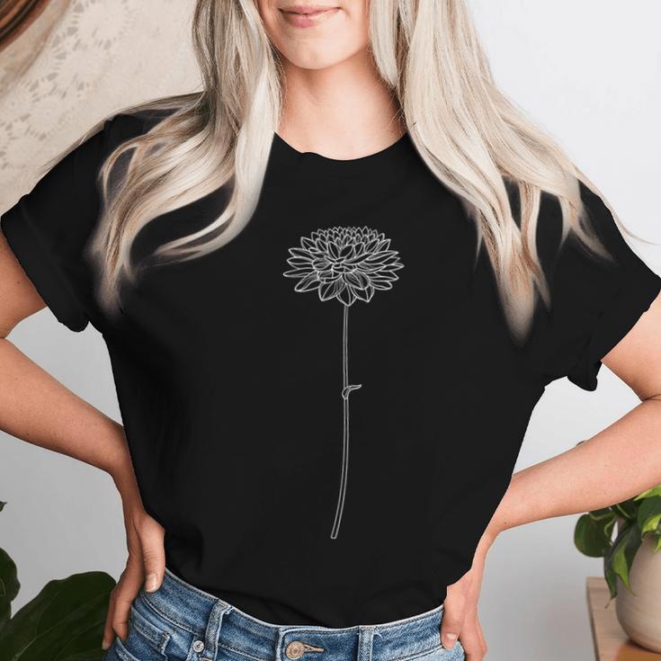 シングル ダリアの花 レディースTシャツ 彼女への贈り物