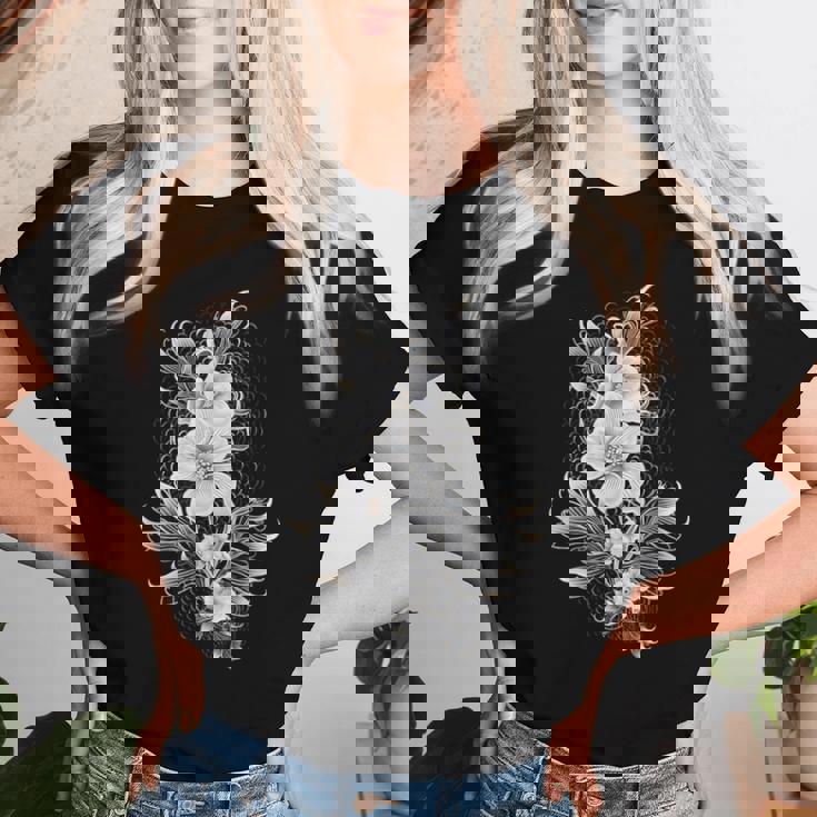 デンドロビウム 蘭 植物 花 花 蘭 恋人 レディースTシャツ 彼女への贈り物