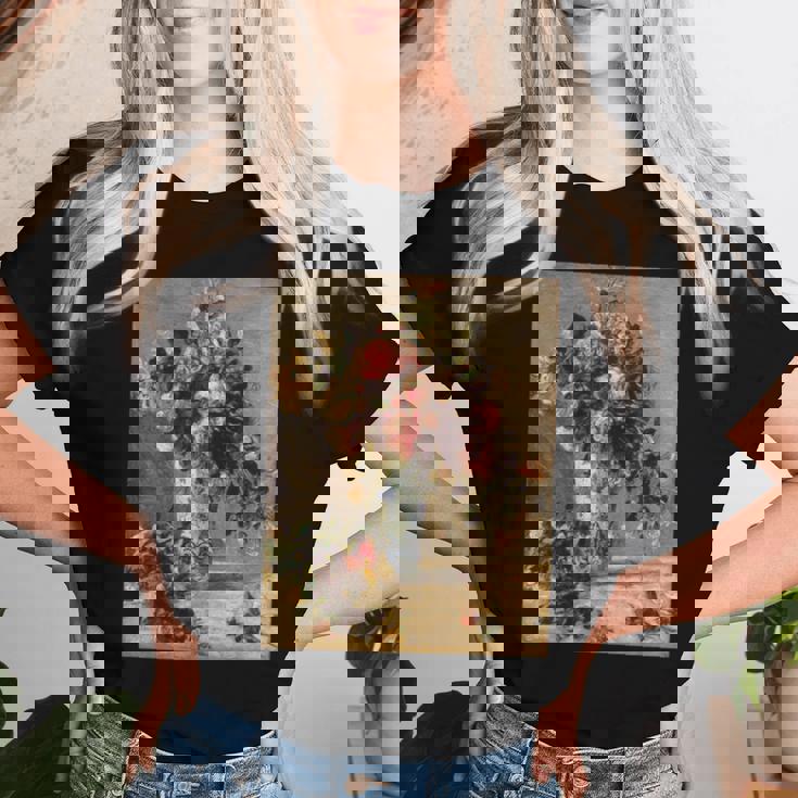 ピエール・オーギュスト ルノワールのバラとジャスミン デルフト花瓶 長袖tシャツ レディースTシャツ 彼女への贈り物