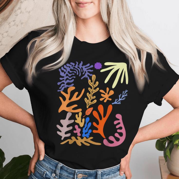 マティス 絵画 美的 花 人工抽象 秋 レディースTシャツ 彼女への贈り物